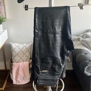 Black Leather Matte Juicy Couture Straight Leg Jeans